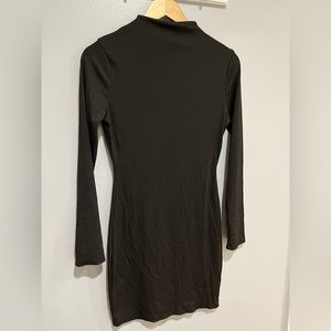 Bodycon black ribbed long sleeve mini dress